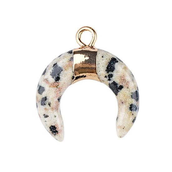 DIY Pendant Gold-Plated Edging Crescent Horn Design Natural Imitation Crystals Jade Necklace Bracelet Earrings Charm DIY Jewelry Making