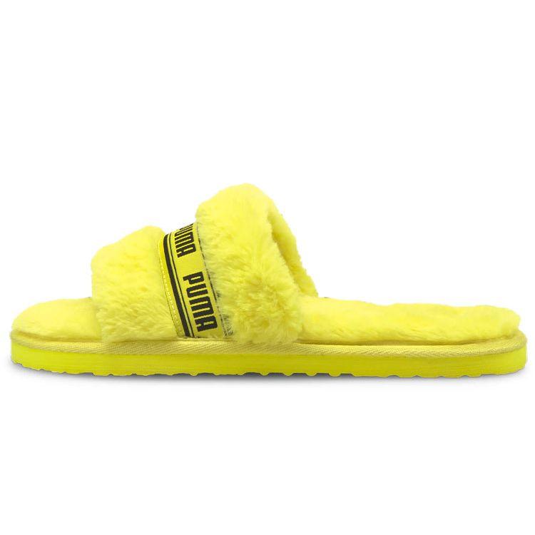 Puma Fluff Slide Fluo Yellow Women Sneakers Black 384937-04