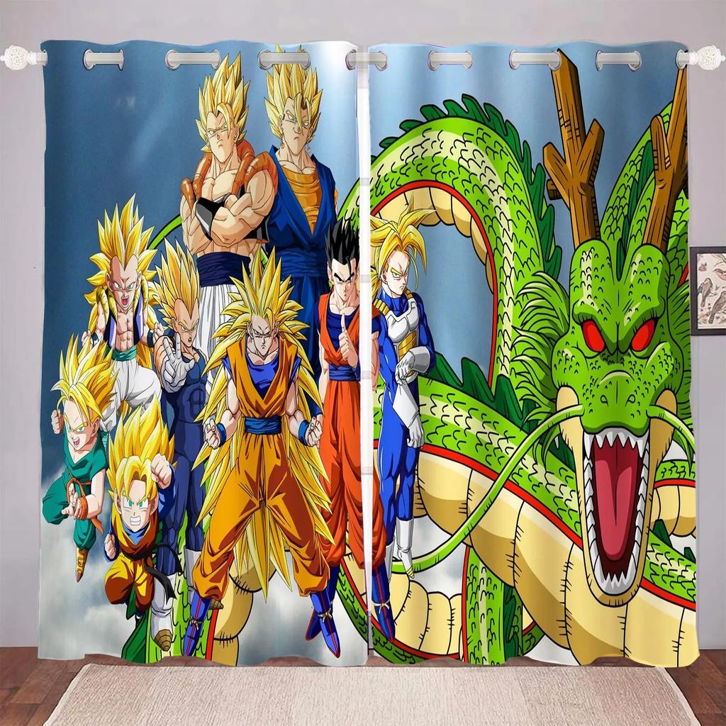 Мультфильм Dragon Ball Печать на шторах Подарки для мальчиков Спальня Полиэстер Затенение Окно гостиной Перегородка Домашний декор Затемнение Идеально для Отличного