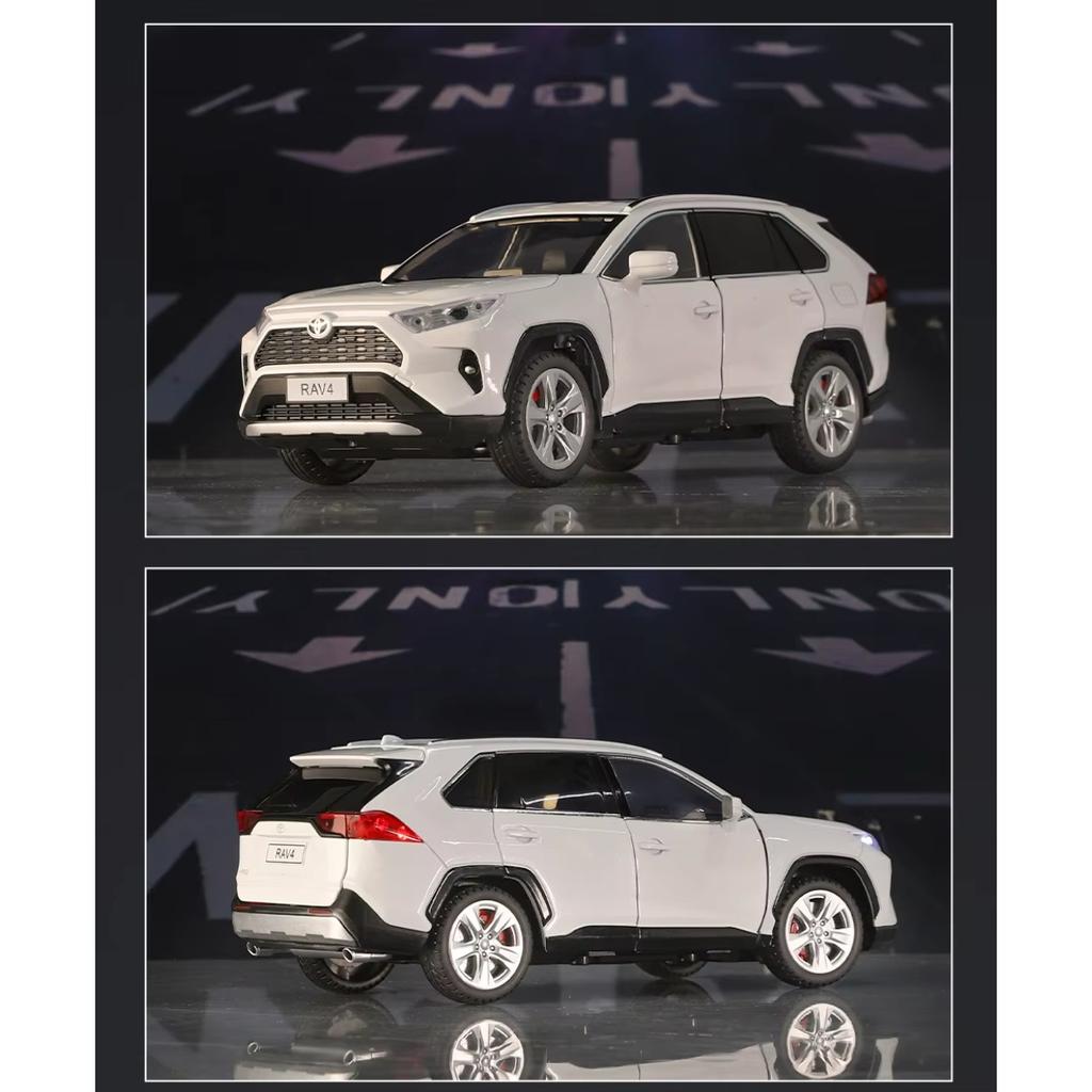 1/24 TOYOTA RAV4 SUV Sport Diecast Alloy Miniature Toy Car Model Remote Control Sound Light Pull Back Collection Gift for Boy