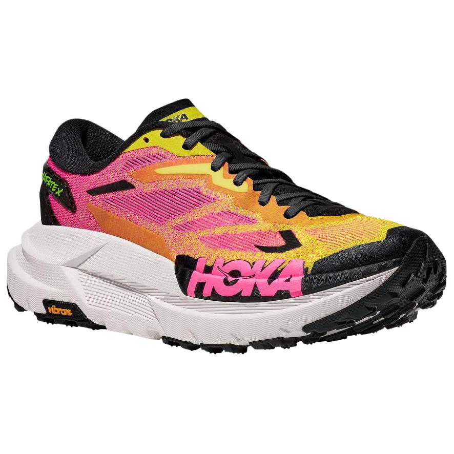 HOKA One One Mafate X Classic Универсальные Нескользящие Прочные Дышащие Легкие Кроссовки для Трейлраннинга Женские Кроссовки Желто-Розовый 1162010-NNH
