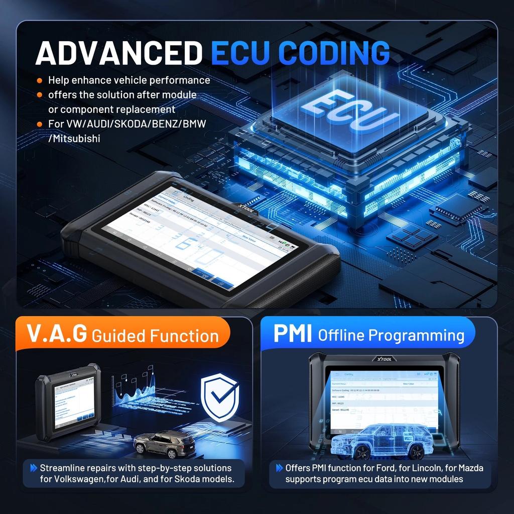 EU Stock XTOO D7W EU Multi-brand AI Diagnostic Scanner ECU PMI Programming Device Active test Obd2 Scan Tool 39+ Reset Service