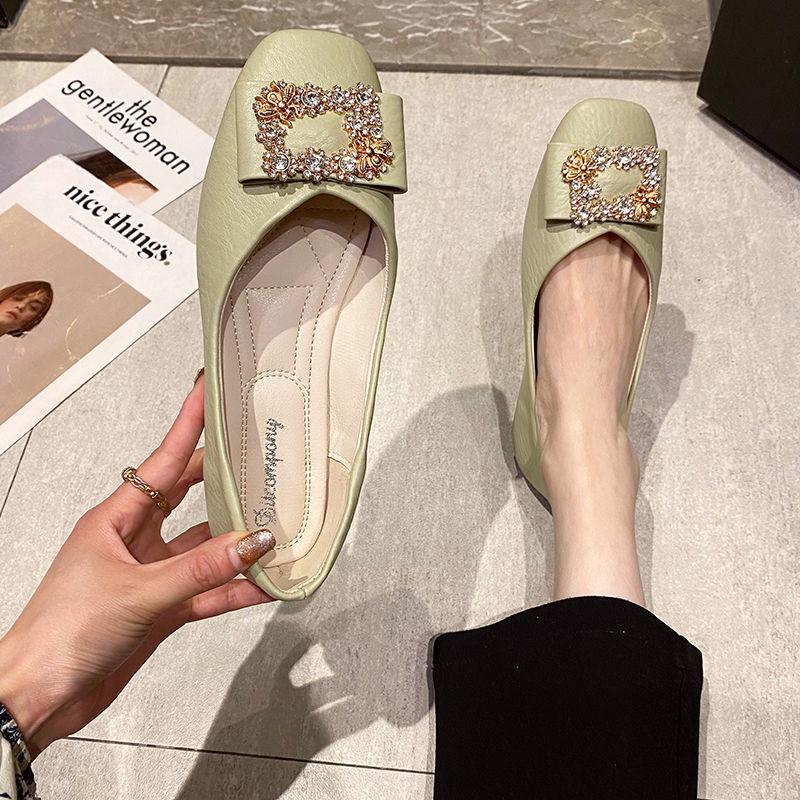 Женские туфли на плоской подошве с квадратным носком и стразами для женщин. Мокасины с бриллиантами. Элегантные вечерние каникулы по акции. Весна, EL