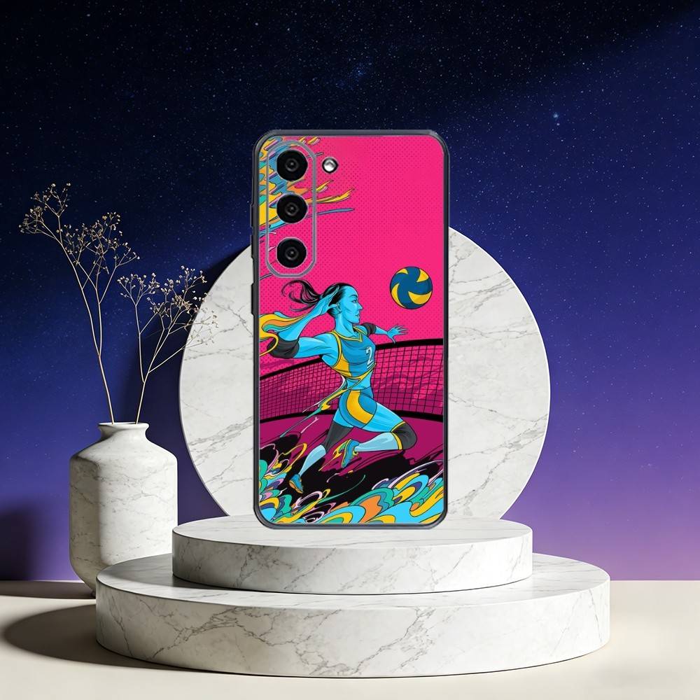 V-Volleyball P-Painted Phone Case For Samsung Galaxy A73,A72,A71,A70,A53,A52,A51,Others Soft Black Cover