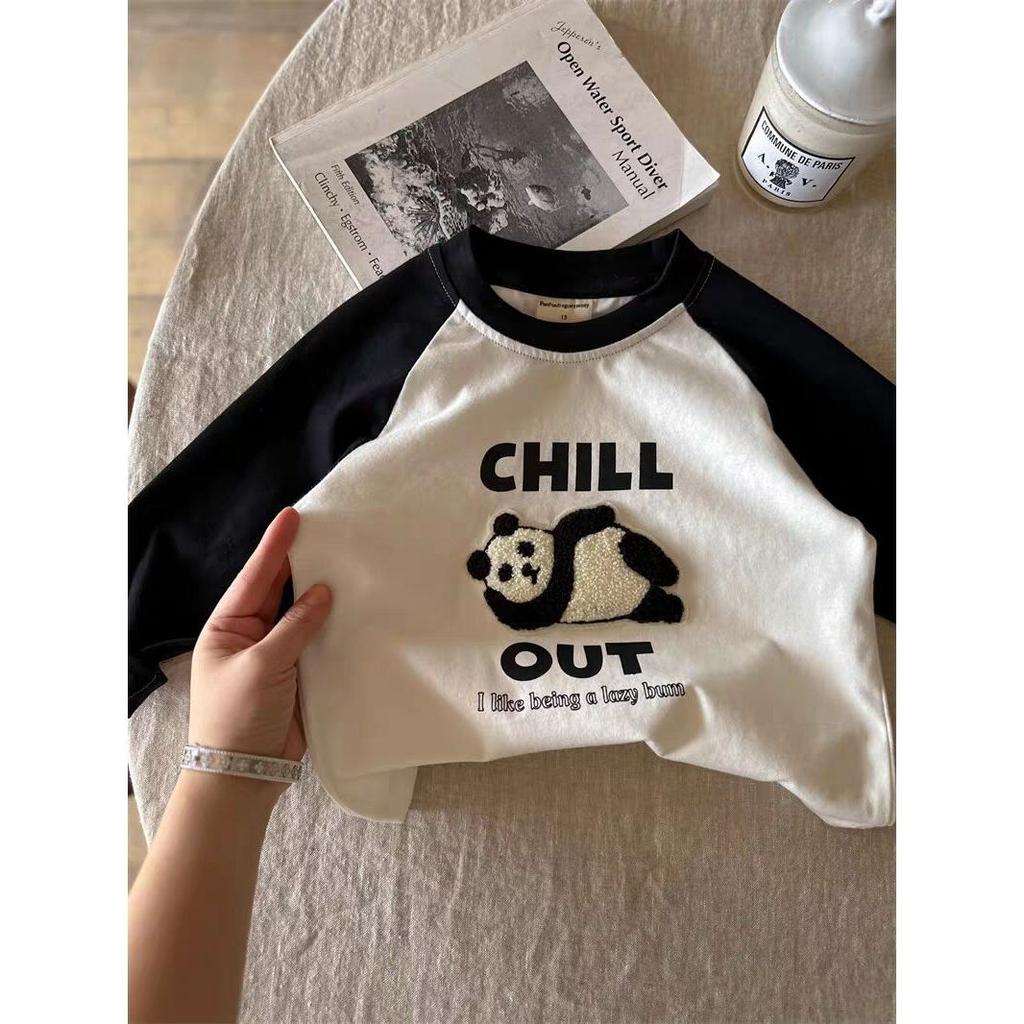 Boys Long Sleeve Cotton T Shirt with Cartoon Embroidery for Spring Autumn