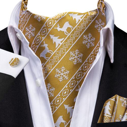 Christmas Mens Red Black Green Cravat Tie Set Silk Ascot Tie Bow Tie Event Set