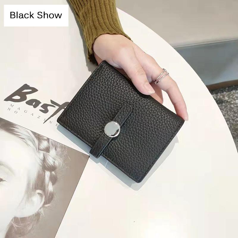 Новый брендовый дизайн, женские кошельки, короткий кошелек из натуральной кожи, модный бумажник с застежкой, 2-складной кошелек из телячьей кожи, держатель для карт