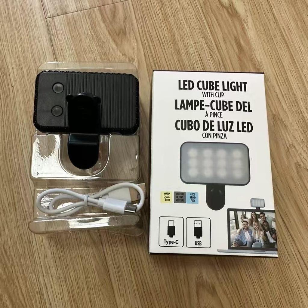 Трехцветный RGB перезаряжаемый мини-светильник для селфи с клипсой для мобильного телефона и камеры