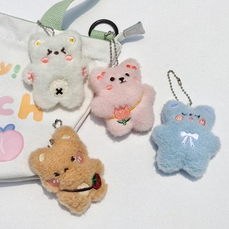 Милый маленький медвежонок, плюшевая кукла, кулон, сумка, кулон, мягкий мультяшный брелок, украшение, креативный брелок для ключей, подарок на день рождения