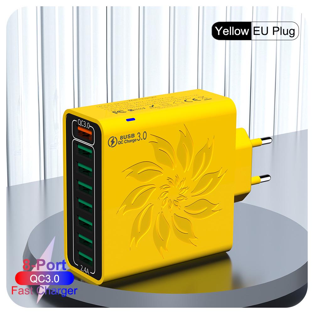 30 Вт QC3.0 Цветной Цветок 8-портовое USB Быстрое Зарядное Устройство для Стандартов США, ЕС, Кореи