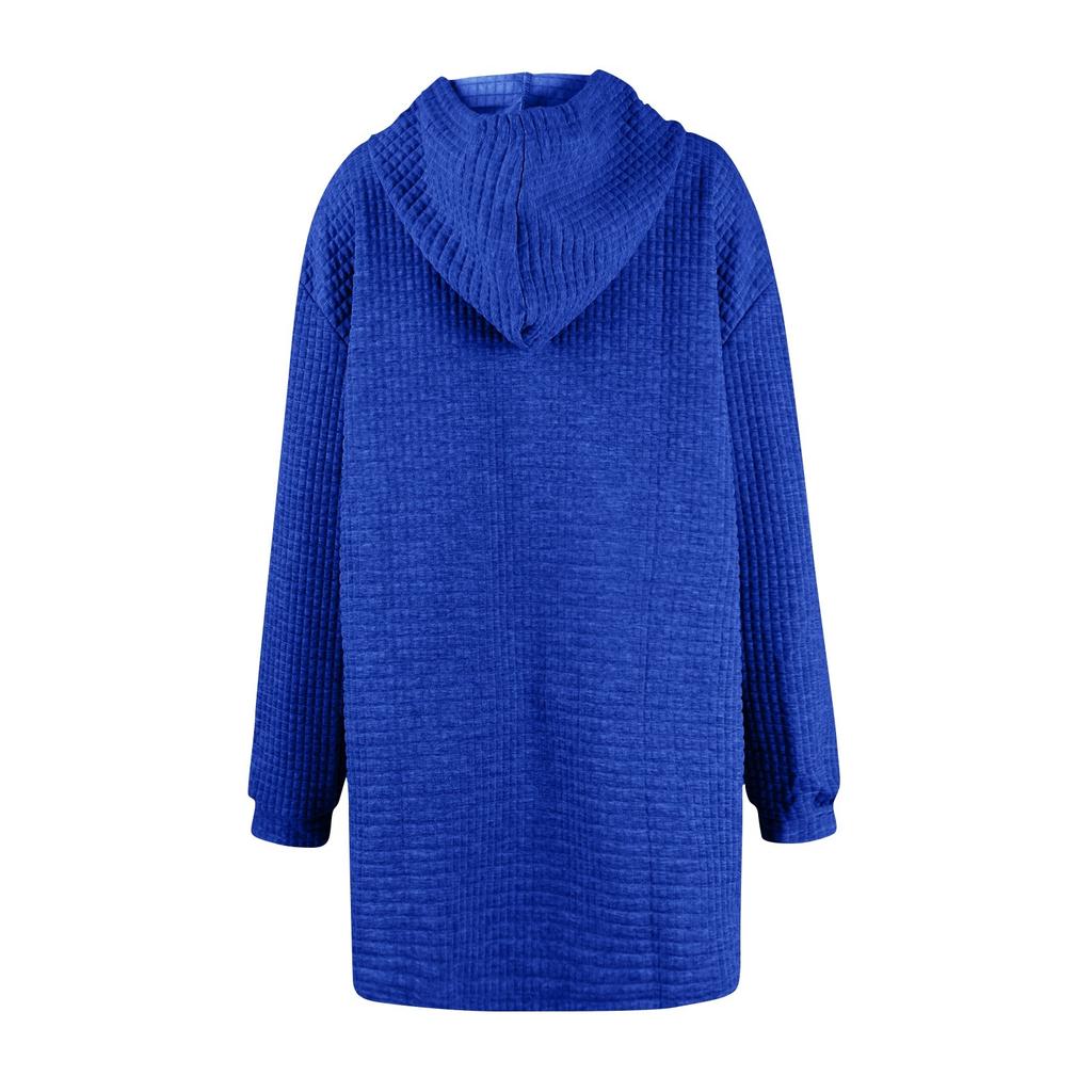 Женская однотонная модная удобная толстовка с капюшоном средней длины с длинным рукавом