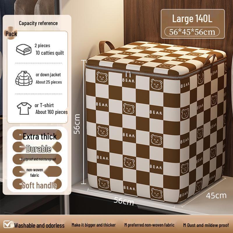 Сумка для хранения одеял в клетку «гусиная лапка» большой вместимости, влаго- и плеснестойкая, нетканая сумка для переезда