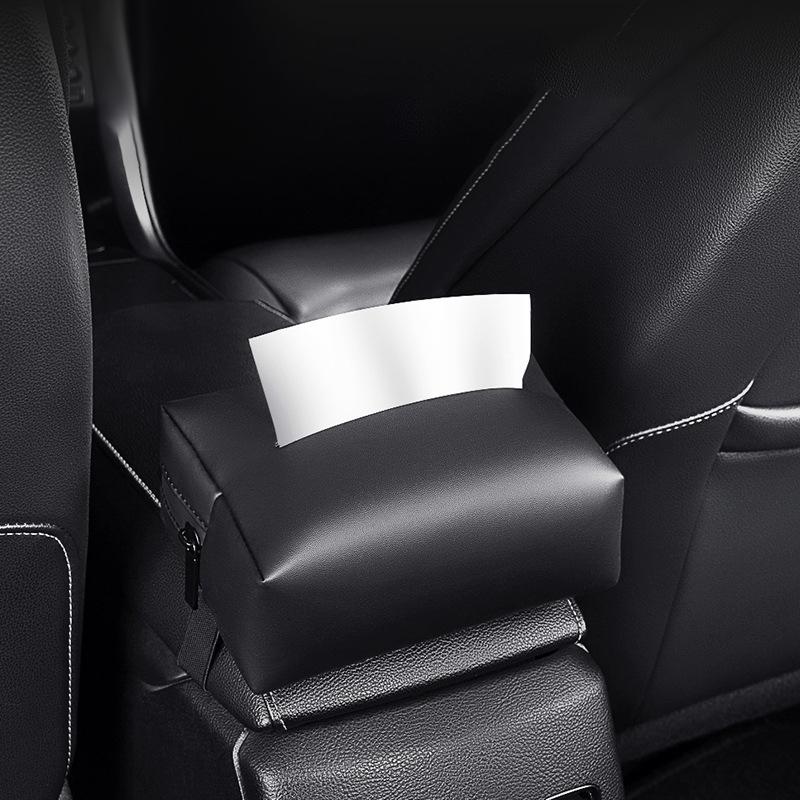 Регулируемый подлокотник из искусственной кожи для автомобиля, держатель для салфеток на заднем сиденье, застежка-молния, легкий доступ и установка в автомобиле