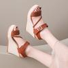 Fashion Summer Super High Heel Thick Bottom Wedge Heel Sandals Women Waterproof Platform One-strap Non-slip Leather Sandals Large Size