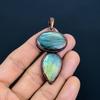 Labradorite Pendant, Handmade Gemstone Copper Electroformed Pendant Antique Jewelry, For Gift Silver Jewelry