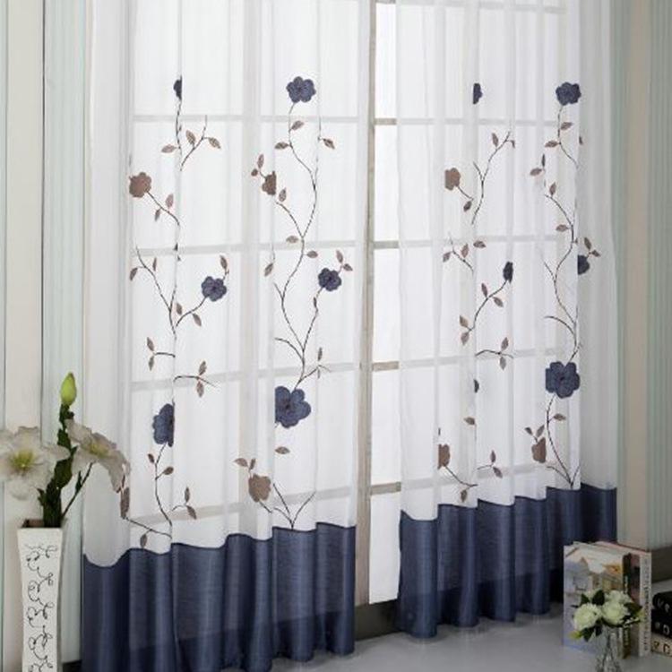 09Ya91 Yarn Splicing Computer Embroidery Large Curtains, Window Screens