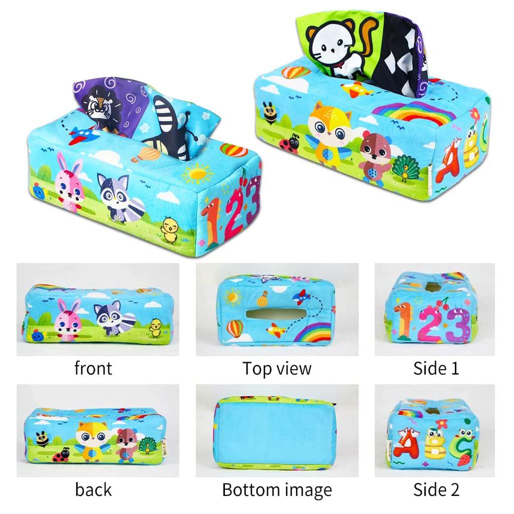 Волшебная коробка для салфеток, детская игрушка, мягкие сенсорные игрушки Монтессори для детей 0-6-12 месяцев, высококонтрастные детские игрушки для новорожденных, малышей, подарок для младенцев