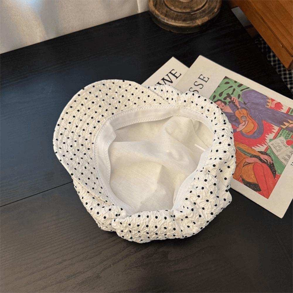 Versatile Oversized Cloud Hat Polka Dot Print Beret Trendy Octagonal Hat for Women