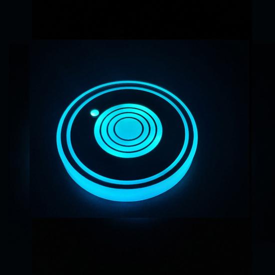 1 Pair Glowing Coaster for Car Smart Sensing Rechargeable 3 Mode Lighting 7 Color Cycle Breathing Light up Car Coasters LED Cup Holders