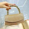 Elegant Pearl String Pleated Clutch - Sparkly Evening Handbag