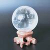 Polar Jade Natural Clear Quartz Power Stone Sphere (40mm Diameter) with Base, Promotes Good Fortune, Divination, Healing, and Protection.