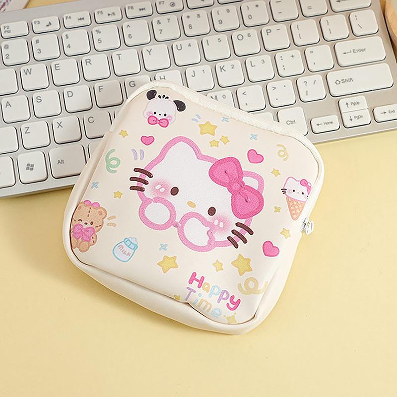 1 шт. Мини Косметичка Монетница Сумка Подарок Kawaii Sanrio Hello Kitty Мультяшная Женская Сумка для Хранения Тампонов Гигиенических Прокладок