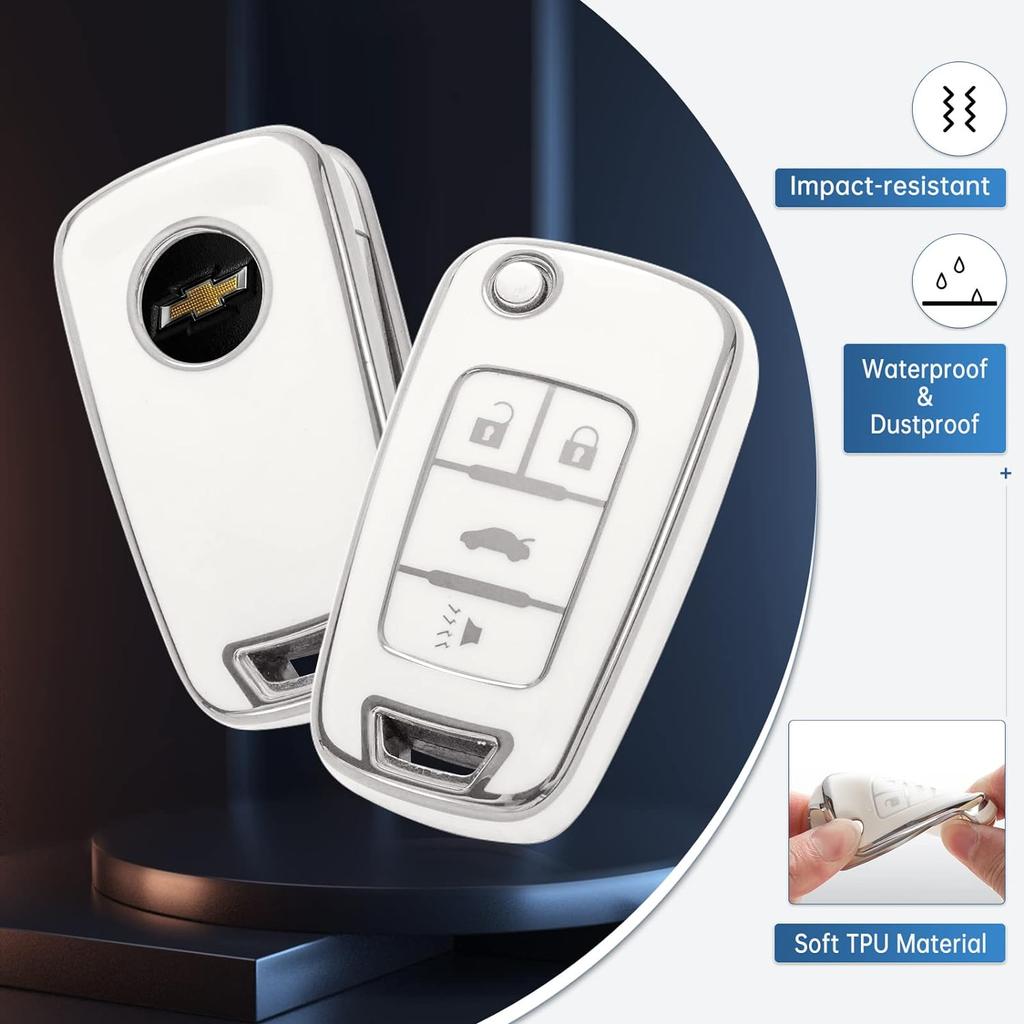 Чехол для брелока Chevy с брелком, мягкий защитный чехол для ключей из ТПУ, подходит для смарт-ключа Chevrolet Equinox Camaro Cruze Malibu Sonic