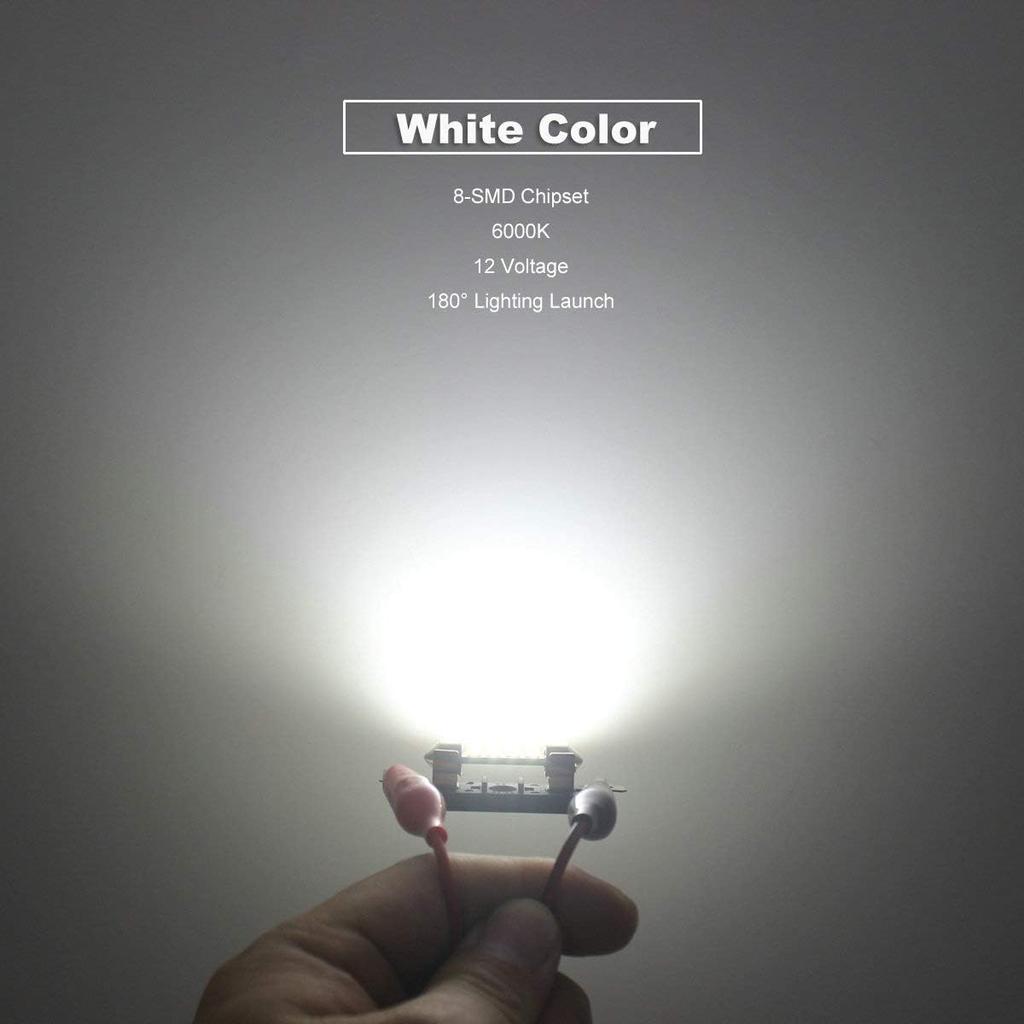 12V 36MM Festoon 6418 DE3423 DE3425 6000K White Extra Bright LED Bulbs For Car Interior Lights License Plate Map Dome Trunk Door Courtesy Light 8-SMD