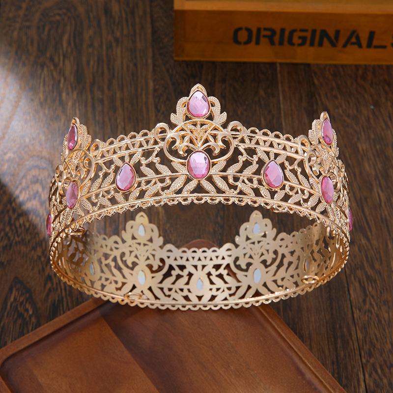 Men's Golden King Crown Tiara Adult Birthday Crown Halloween Stage Opera Performance Unisex