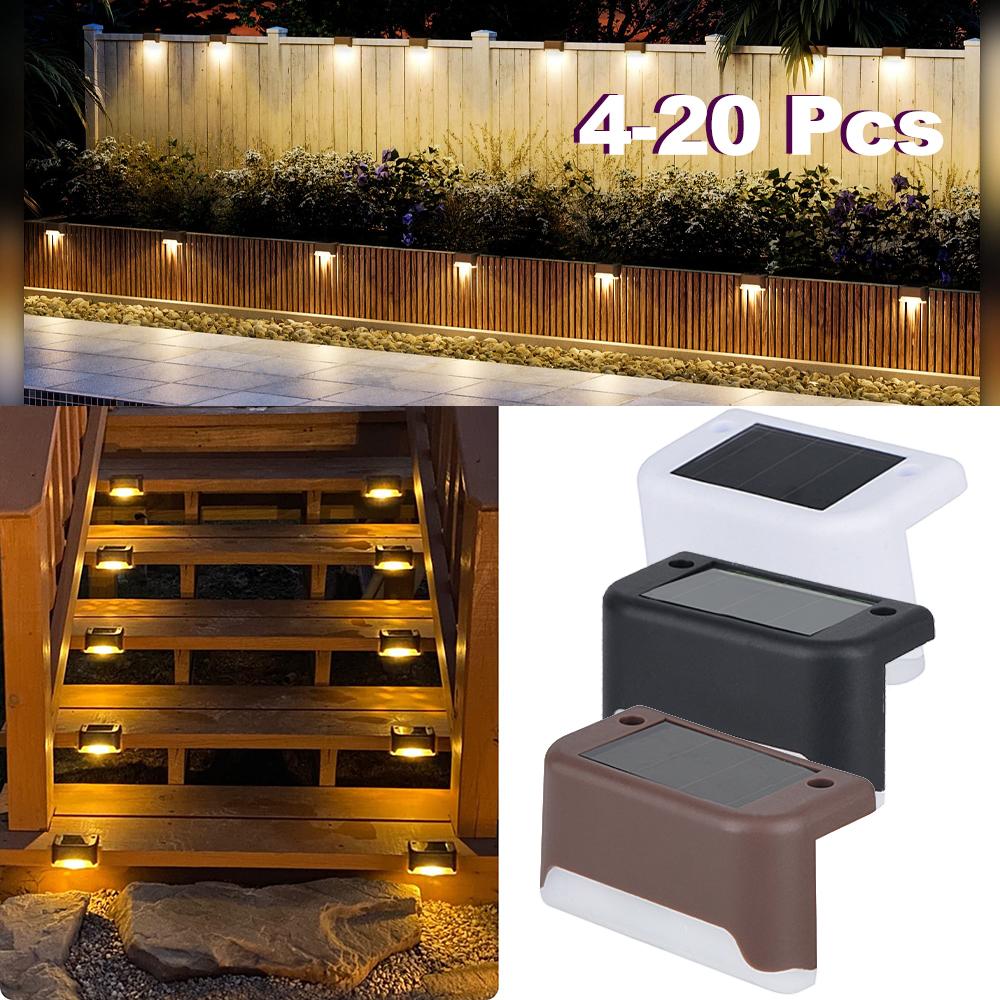 8 шт., уличная лестница, солнечный светильник, водонепроницаемый садовый шаг, светодиодная лампа, забор, дорожка, двор, патио, декор для балкона, освещение лужайки, белый теплый свет