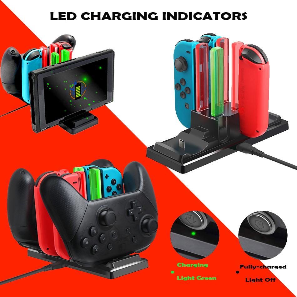 Portable Accessories For Nintendo Switch Controller Charger Docking Switch Joycon Station Ac Adapter Support 4 Joy-con Charging
