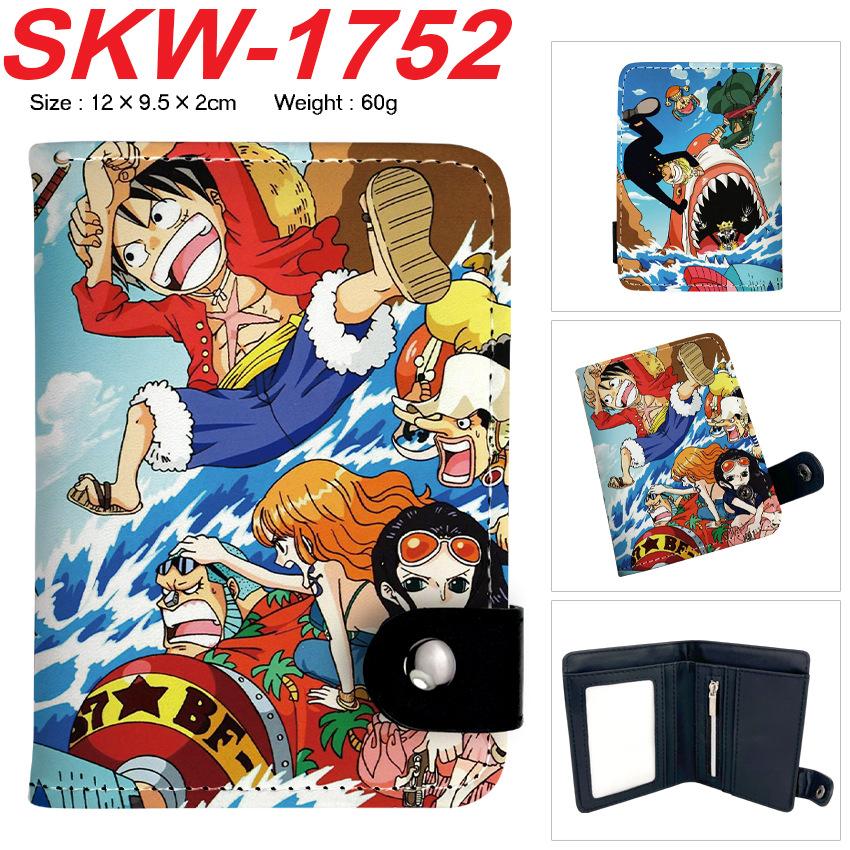 One Piece Anime Snap Button Wallet Vertical Card Holder Coin Purse for Students Men Women