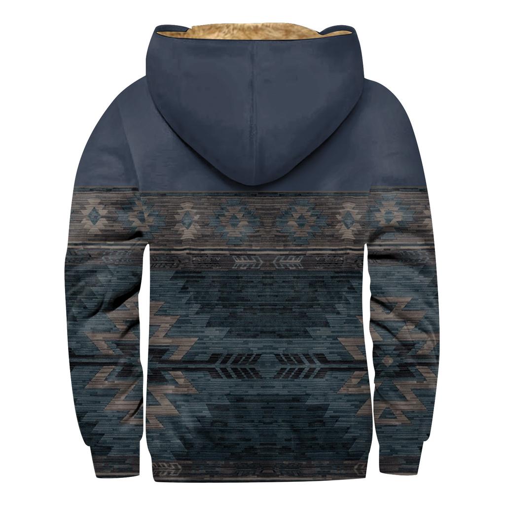 Мужская зимняя флисовая толстовка с капюшоном на молнии с накладным карманом, повседневная куртка