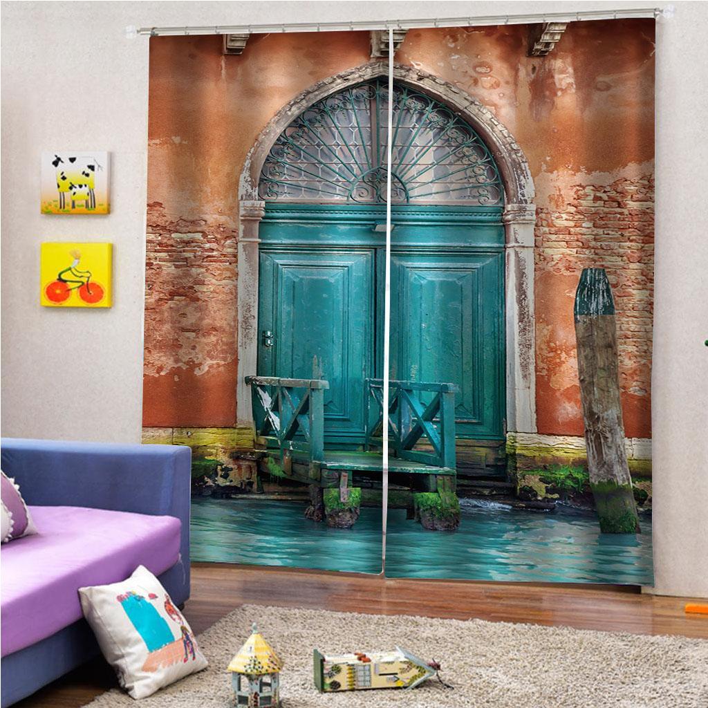 Состаренные ворота, геометрический узор, дизайн дверного проема, вход, архитектурные шторы в восточном стиле, оконные шторы для декора спальни