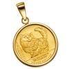 Кулон из чистого золота K24 в виде монеты в виде кошки-шиншиллы в простой оправе K18 с гравировкой [SPERANZA] 1/25 унции