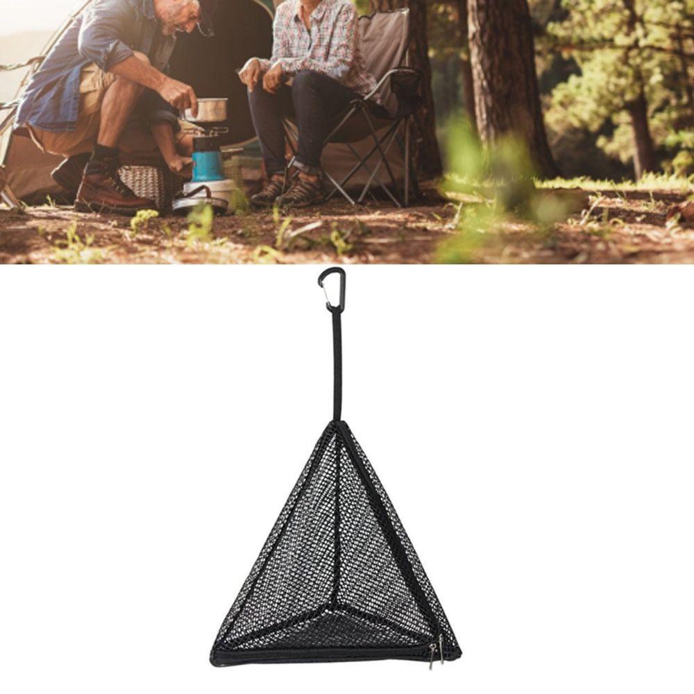 Black Outdoor Hanging Storage Net With Hook Triangular Hanging Bag Tableware Storage