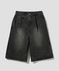 AGOD One-Pleat Wide Slub Washed Denim Bermuda Shorts [Dust Black]