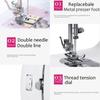 12 Stitches Mini Electric Sewing Double Needle Machine 110-220V Adjustable Desktop Household LED Light Foot Pedal Home Learners Beginners