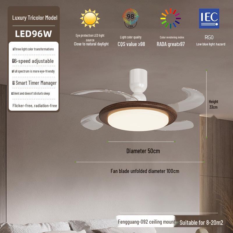 Минималистичный потолочный вентилятор в китайском стиле с подсветкой и защитой глаз полного спектра для спален и ресторанов