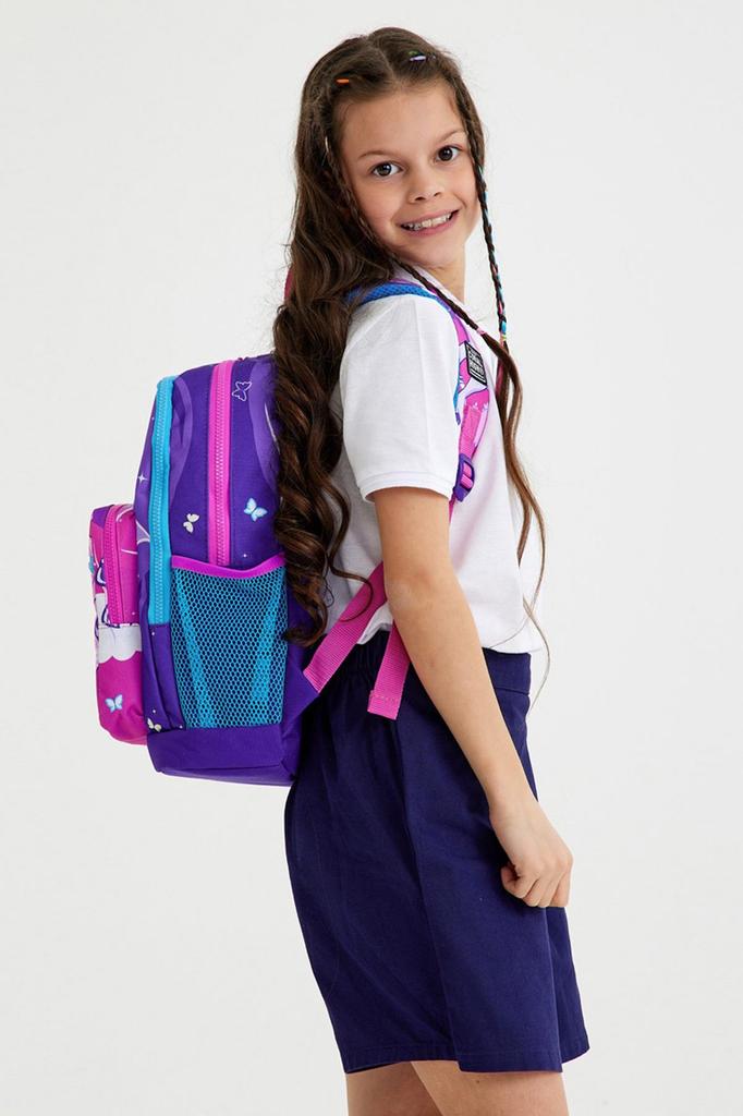 Школьный рюкзак с четырьмя отделениями Coral High Kids Фиолетовый Розовый Единорог с рисунком 23708
