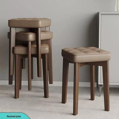 Обеденный стул из массива дерева с обивкой - Современный минималистичный штабелируемый табурет для гостиной или письменного стола