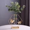 Geometric Golden Glass Vase Golden Hydroponic Vase Office Desktop Flower Arrangement Vase Living Room Desktop Decor Flower Pot