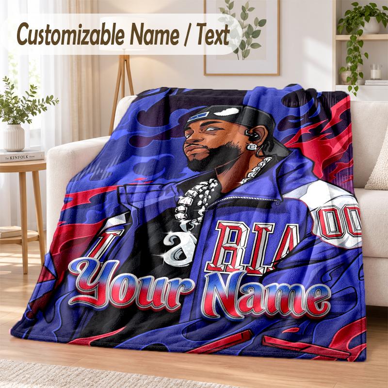 Kendrick Lamar Custom Name Flannel Throw Blanket Soft Warm for Sofa Bed Indoor Home Use
