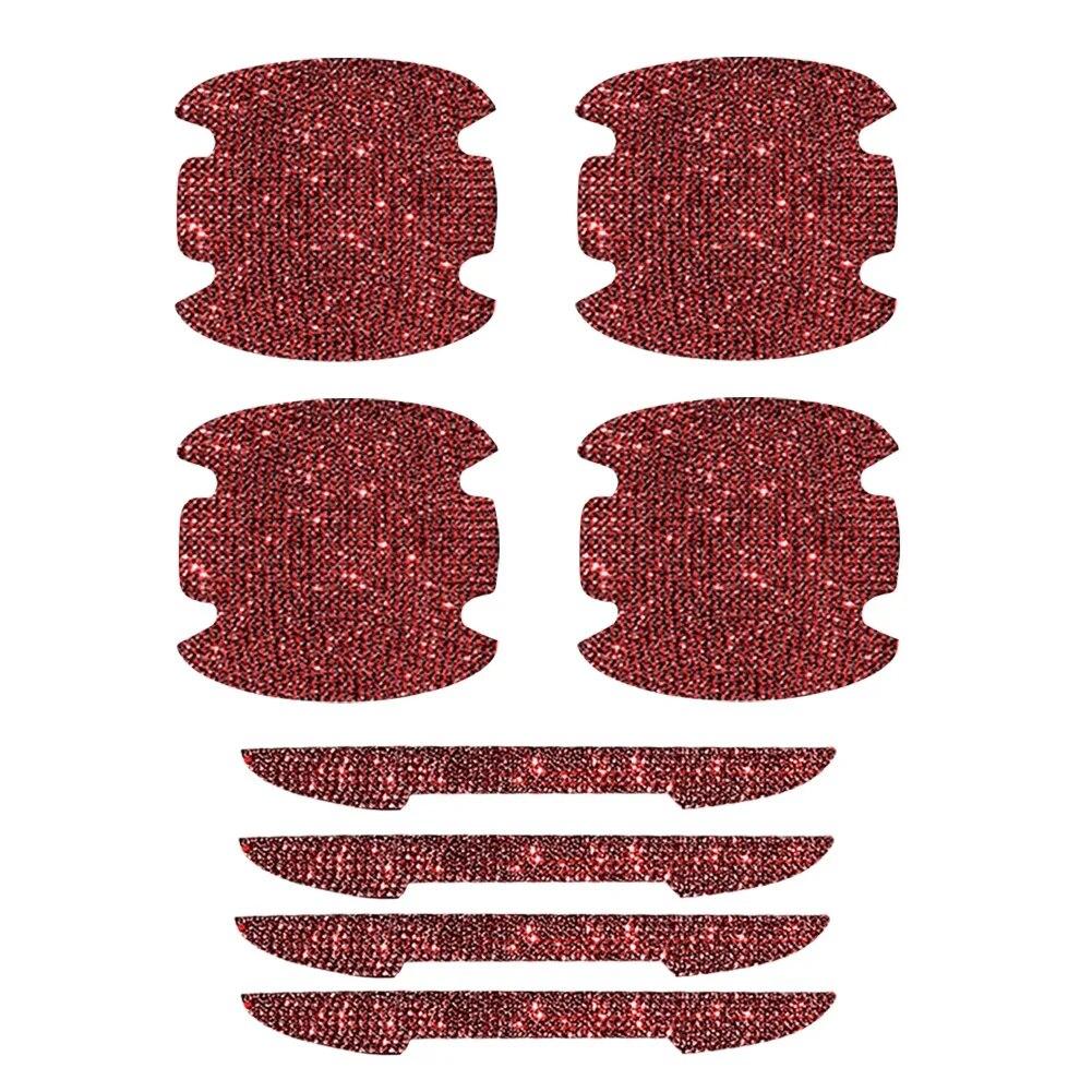 8 шт. универсальная наклейка на дверную ручку автомобиля, наклейка с предупреждением, алмазная авто полоса, безопасность вождения, блестящие автомобильные аксессуары для девочек, оптовая продажа