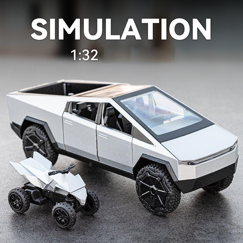 1:32 игрушечных грузовика, внедорожная литая модель автомобиля из металла, звук и свет, инерционная игрушка, детская игрушка, подарок детям на день рождения