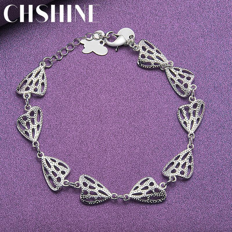 CHSHINE 925 стерлингового серебра полое сердце цепочка браслет для женщин леди свадьба вечеринка мода шарм ювелирные изделия