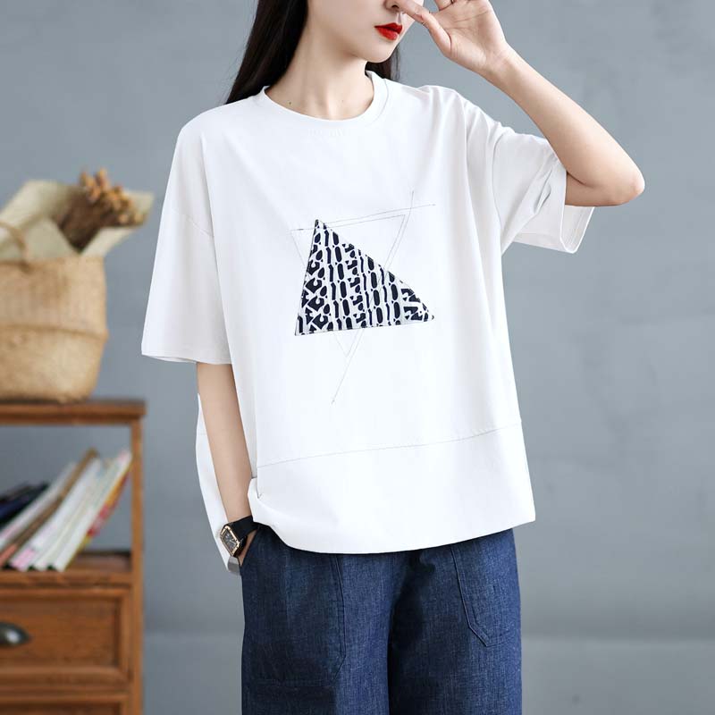 DIMANAF 2025 Новая летняя женская футболка больших размеров с круглым вырезом, коротким рукавом, свободного кроя, базовая, повседневная, с принтом