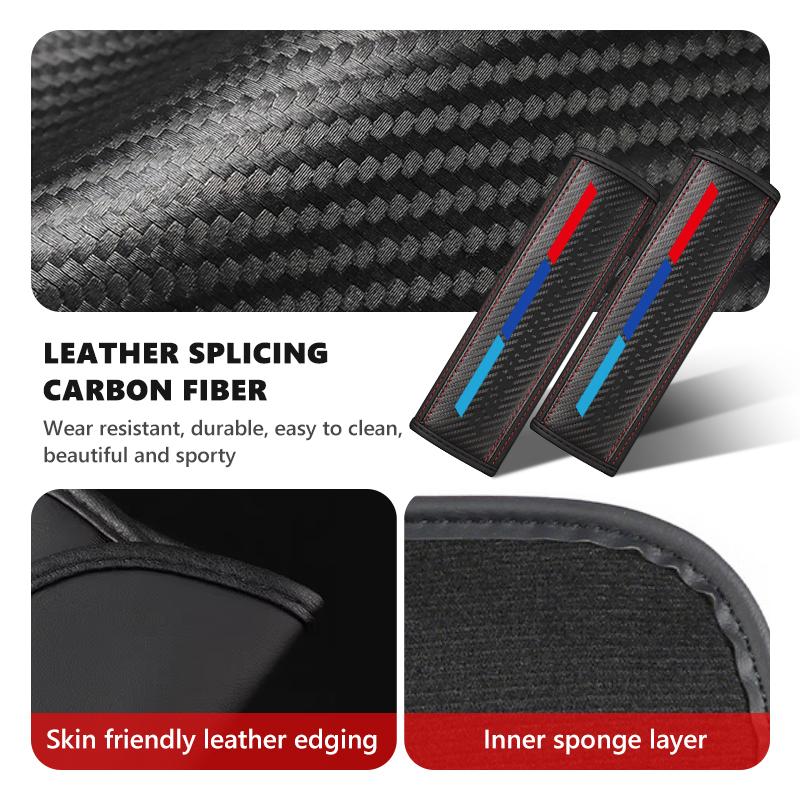 BBKN7 Leather Car Seat Belt Shoulder Breathable Protection Padding Pad For BMW Performance M2 M3 M4 X1 X3 X4 X5 E87 X7 E91 G20