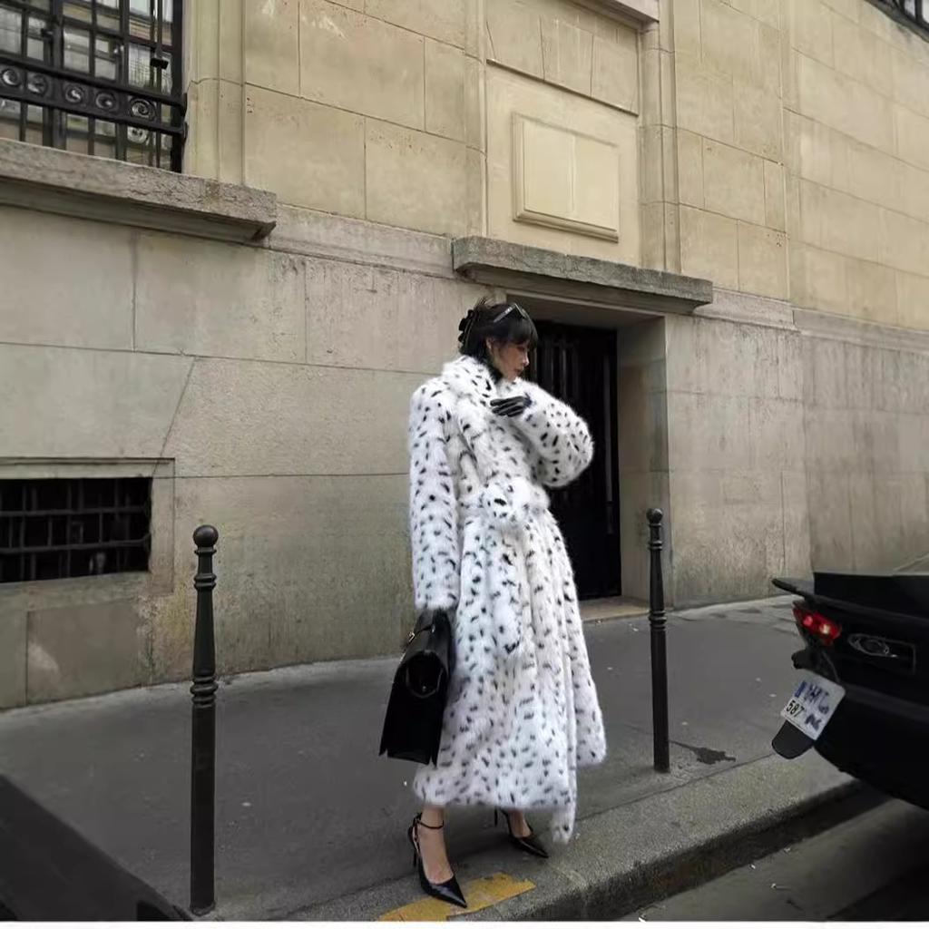 Зимняя новая женская одежда костюм воротник лисьего меха имитация пальто удлиненный свободный тренчкот