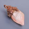 Fancy Natural Rose Quartz Rough Copper Best Sisters Gift Trendy Pendant Jewelry V-5